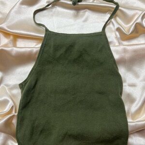 Brandy Melville Olive Green Halter Knit Tank Top